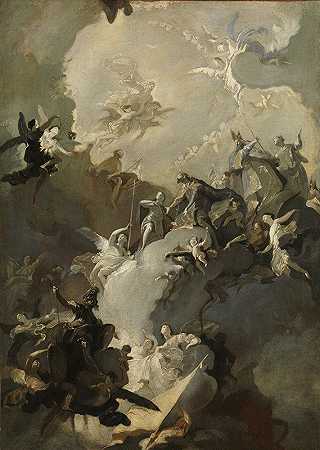 对匈牙利皇家圣徒的颂扬`The Glorification of the Royal Hungarian Saints (ca. 1772–73) by Franz Anton Maulbertsch