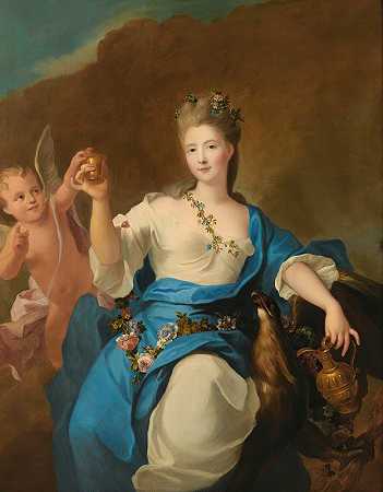 德博沃·克雷恩公主的肖像，可能是安妮·玛格丽特·加布里埃尔（1707-1792）饰演的海贝`Portrait of the Princess de Beauvau~Craon, probably Anne~Marguerite~Gabrielle (1707~1792) as Hebe by Pierre Gobert et Atelier