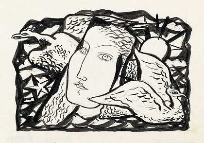 维纳斯为《039》作守夜曲当代荷兰艺术保罗·费伦斯著`Venus Vignet voor boek ;Lart Hollandais contemporain van Paul Fierens (1932) by Leo Gestel