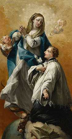 圣阿洛伊修斯·冈萨加的荣耀圣母像`The Madonna in glory with Saint Aloysius Gonzaga (1772) by Giovanni Battista Canal