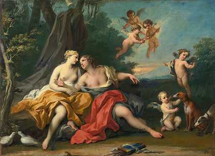 维纳斯和阿多尼斯`Venus And Adonis by Jacopo Amigoni