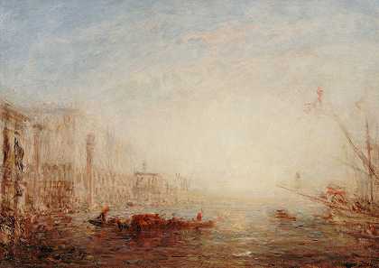 威尼斯，太阳升起时的大运河`Venise, Le Grand Canal Au Soleil Levant (1880~1890) by Félix Ziem