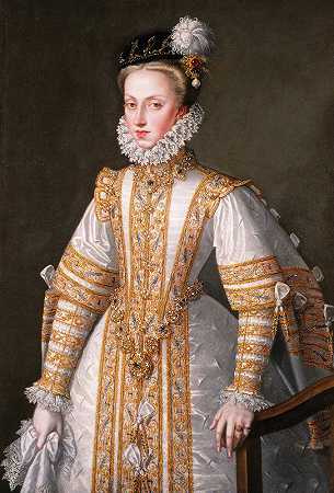 奥地利安妮，西班牙女王`Anne of Austria, Queen of Spain (circa 1571) by Alonso Sánchez Coello