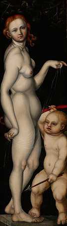 维纳斯与丘比特`Venus and Cupid (c. 1529) by Monogrammist HB with the Griffin&;s Head