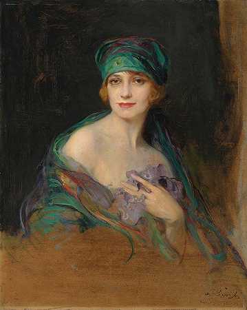 格拉蒙特公爵夫人罗斯波利公主肖像`Portrait Of Princess Ruspoli, Duchess De Gramont (1922) by Philip Alexius de László