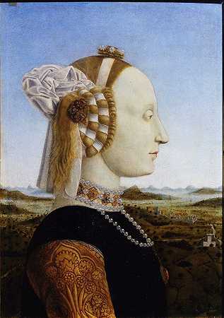 乌尔比诺公爵夫人巴蒂斯塔·斯福尔扎画像`Portrait of the Duchess of Urbino, Battista Sforza by Piero Della Francesca