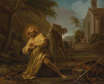 孤独中的圣海默尔`Saint Hymer in Solitude (c. 1735) by After Jean Restout
