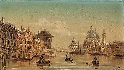 威尼斯，运河大圣母玛利亚，威尼斯`Venice, Canal Grand S. Maria della Salute, Venezia by August Von Siegen