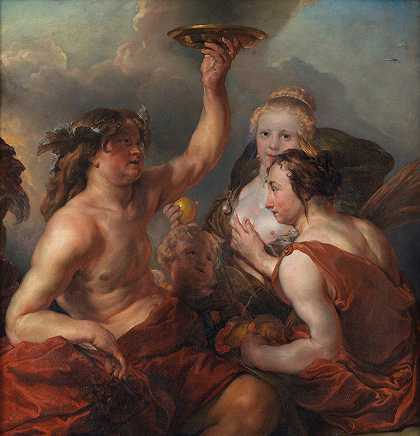 巴克斯、谷神星和维纳斯`Bacchus, Ceres and Venus (1611 ~ 1655) by Cornelis Schut