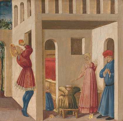 巴里圣尼古拉斯传说中的一幕`A Scene from the Legend of Saint Nicholas of Bari (ca. 1460–1470) by Neri di Bicci
