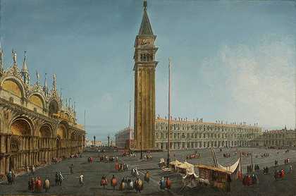 威尼斯圣马可广场（Piazza San Marco，Venice），来自托瑞戴尔（Torre Dell）时钟`The Piazza San Marco, Venice, From The Torre Dellorologio by Michele Marieschi