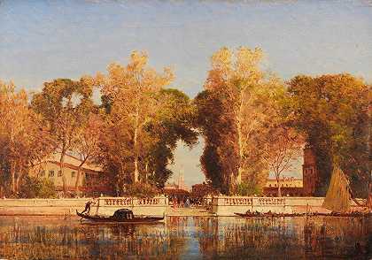 威尼斯的法国花园`The French gardens in Venice (1850) by Félix Ziem