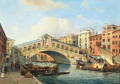 威尼斯，有里亚尔托大桥的大运河`Venice, the Grand Canal with the Rialto Bridge by Carlo Grubacs