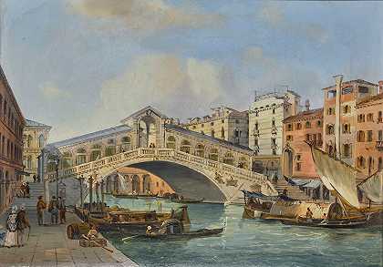 威尼斯，从南面俯瞰里亚尔托大桥`Venice, A View Of The Rialto Bridge From The South by Carlo Grubacs