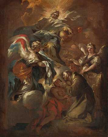 圣方济各拒绝担任牧师，一个博泽托人`Saint Francis Refuses The Priesthood, A Bozzetto by Francesco Solimena