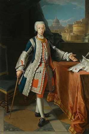 弗朗西斯科·佩斯卡托里·巴罗尼·马斯蒂格利·帕斯夸尔（1721-1791）的肖像，圣安德烈斯·德帕尔马第三侯爵`Portrait Of Francisco Pescatori Baroni Mastigoli Y Pasqual (1721~1791), Third Marquis Of San Andrès De Parma by Agostino Masucci
