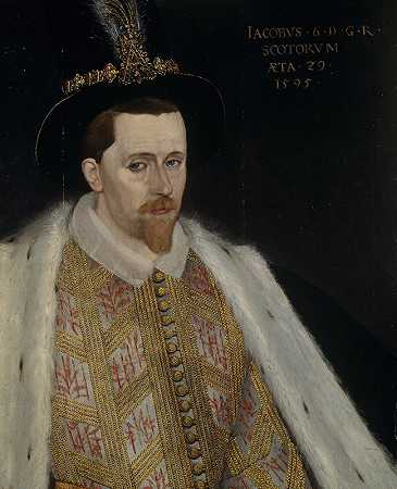 詹姆斯六世和我，1566-1625年。苏格兰国王1567-1625年。英格兰和爱尔兰国王1603年至1625年`James VI and I, 1566~ 1625. King of Scotland 1567~1625. King of England and Ireland 1603 – 1625 by Adrian Vanson