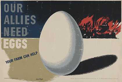 我们的盟友需要鸡蛋。你的农场可以帮忙`Our allies need eggs. Your farm can help (1940) by Herbert Bayer