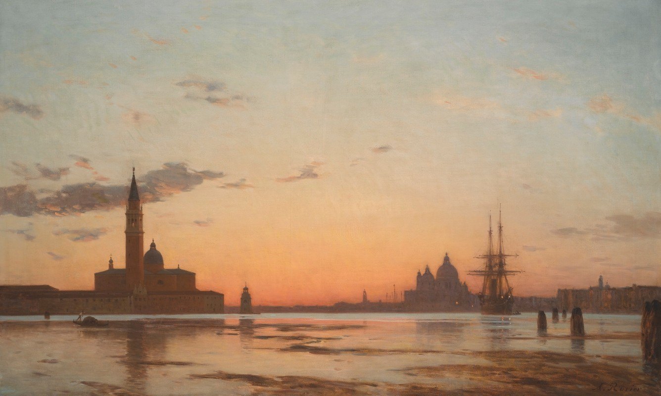 圣马可运河，黄昏，威尼斯`Le Canal San Marco, Au Crépuscule, Venise by Amédée Rosier