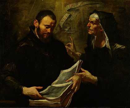 圣奥古斯丁和圣莫尼卡`Saint Augustine and Saint Monica (17th century) by Gioacchino Assereto