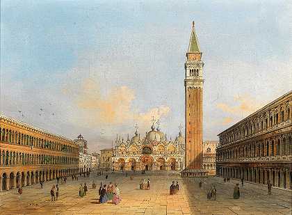 圣马可广场和钟楼景观`A view of St Mark’s Square and the Campanile by Carlo Grubacs