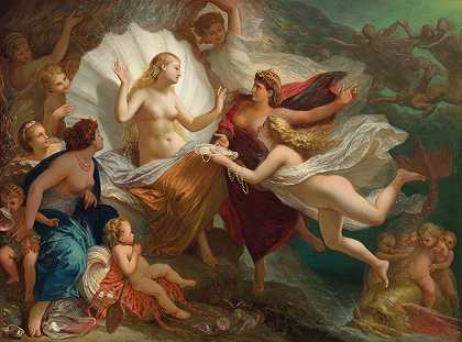 维纳斯的诞生`The Birth of Venus (1874) by Henri-Pierre Picou