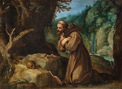 冥想中的阿西西圣方济各`Saint Francis of Assisi in meditation by Paul Bril