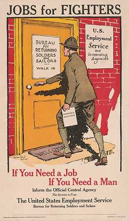 战士的工作`Jobs for fighters (1919) by Gordon Grant