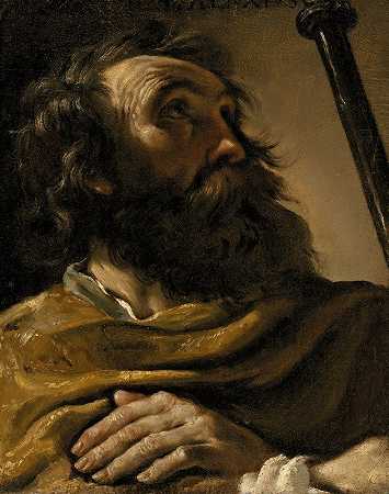 圣亚历克赛身穿棕色外套，拿着一根棍子`Saint Alexius In A Brown Wrap, Holding A Staff by Guercino