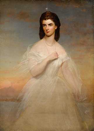 那不勒斯玛丽亚·索菲女王画像`Portrait Of Queen Maria Sophie Of Naples (19th Century) by European School
