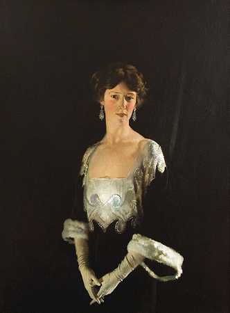 海德堡第四侯爵夫人罗斯的肖像`Portrait Of Rose, Fourth Marchioness Of Headfort by William Orpen