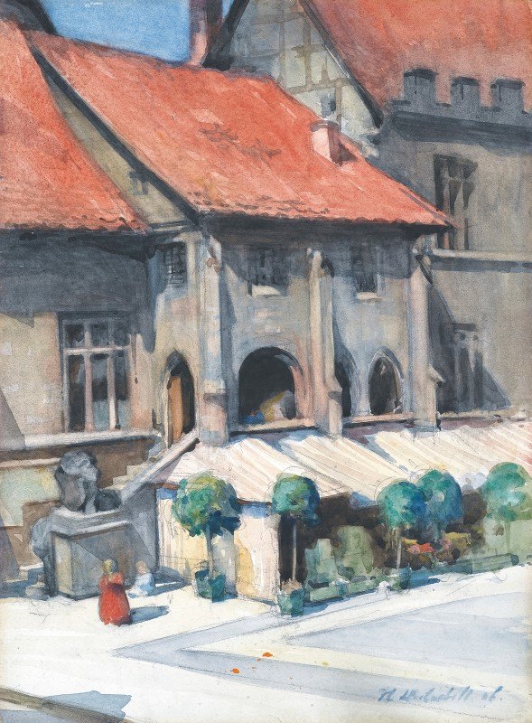 哥廷根市政厅`The Rathaus, Göttingen (1906) by Francis Campbell Boileau Cadell