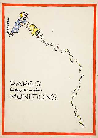 纸有助于制造弹药`Paper helps to make munitions (between 1939 and 1946) by Fougasse  