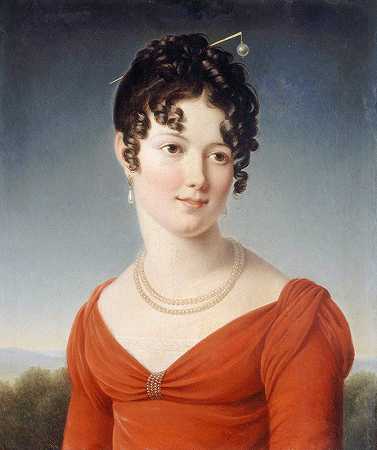 亚历山大的半身像-安妮·德拉帕鲁，弗莱斯侯爵（1786-1832）`Bust Portrait Of Alexandrine~Anne De La Pallu, Marquise De Flers (1786~1832) (1810) by François Gérard