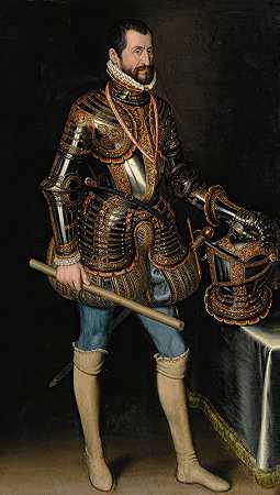 身着盔甲的绅士肖像，传统上被称为阿尔巴第三公爵唐·费尔南多·阿尔瓦雷斯·德托莱多`Portrait of a gentleman in armor, traditionally said to be Don Fernando Alvarez de Toledo, 3rd Duke of Alba by Juan Pantoja de la Cruz