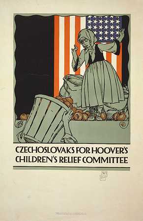 捷克斯洛伐克代表胡佛s儿童妇女救济委员会`Czechoslovaks for Hoovers childrens relief committee (1918) by Vojtech Preissig