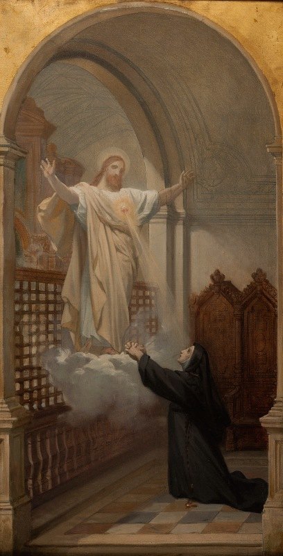 圣玛丽·阿拉科克的愿景`Vision de sainte Marie Alacocque (1870) by Jules-Joseph Dauban