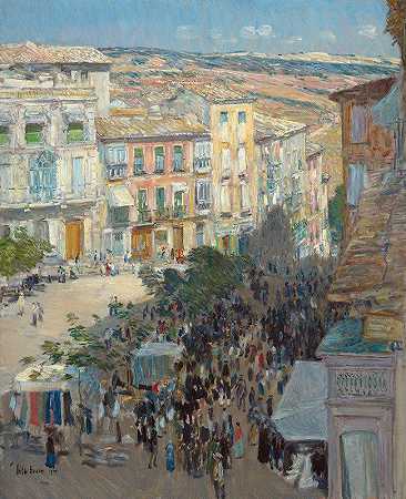 法国南部城市景观`View of a Southern French City (1910) by Childe Hassam