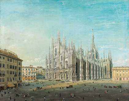 米兰大教堂广场`Piazza del Duomo, Milan by Carlo Bossoli