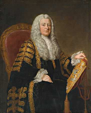 哈德威克第一伯爵菲利普·约克肖像（1690-1764）`Portrait Of  Philip Yorke, 1st Earl of Hardwicke (1690~1764) by William Hoare of Bath