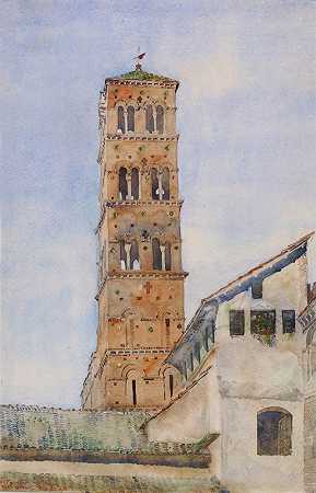 罗马旧金山罗马诺大厦`Tower, San Francisco Romano, Rome (1898) by Cass Gilbert