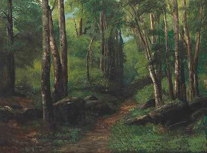 穿过森林的小路`Path Through The Forest (circa 1860) by Gustave Courbet