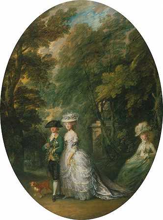 亨利，坎伯兰公爵（1745-90）与坎伯兰公爵夫人（1743-1808）和伊丽莎白·卢女士。。。`Henry, Duke of Cumberland (1745~90) with the Duchess of Cumberland (1743~1808) and Lady Elizabeth Lu… by Thomas Gainsborough