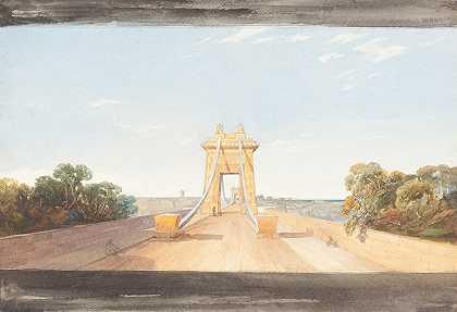 布里斯托尔附近的克利夫顿吊桥`Clifton Suspension Bridge near Bristol (1827~1833) by James Bulwer