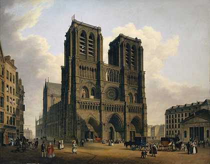 巴黎圣母院`Notre Dame of Paris (1840) by Hubert Sattler