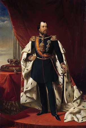 荷兰国王威廉三世画像`Portrait of William III,King of the Netherlands (1856) by Nicolaas Pieneman