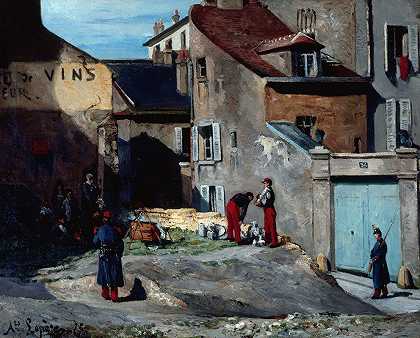 蒙马特玫瑰街公社第集`Épisode De La Commune, Rue Des Rosiers, À Montmartre (1875) by Auguste Louis Lepère