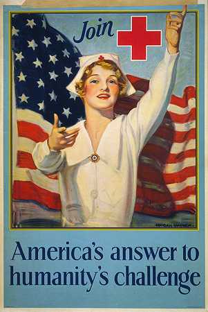 加入[红十字符号]-美国s对人性的回答挑战`Join [Red Cross symbol] – Americas answer to humanitys challenge (1917) by Hayden Hayden