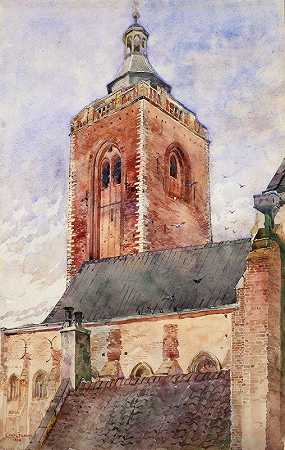 圣马丁荷兰乌得勒支教堂`St. Martins Church, Utrecht, Holland (1898) by Cass Gilbert