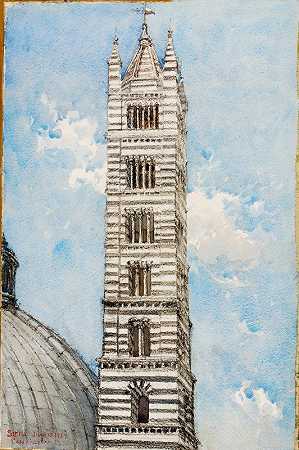 锡耶纳大教堂塔`Cathedral Tower, Siena (1927) by Cass Gilbert